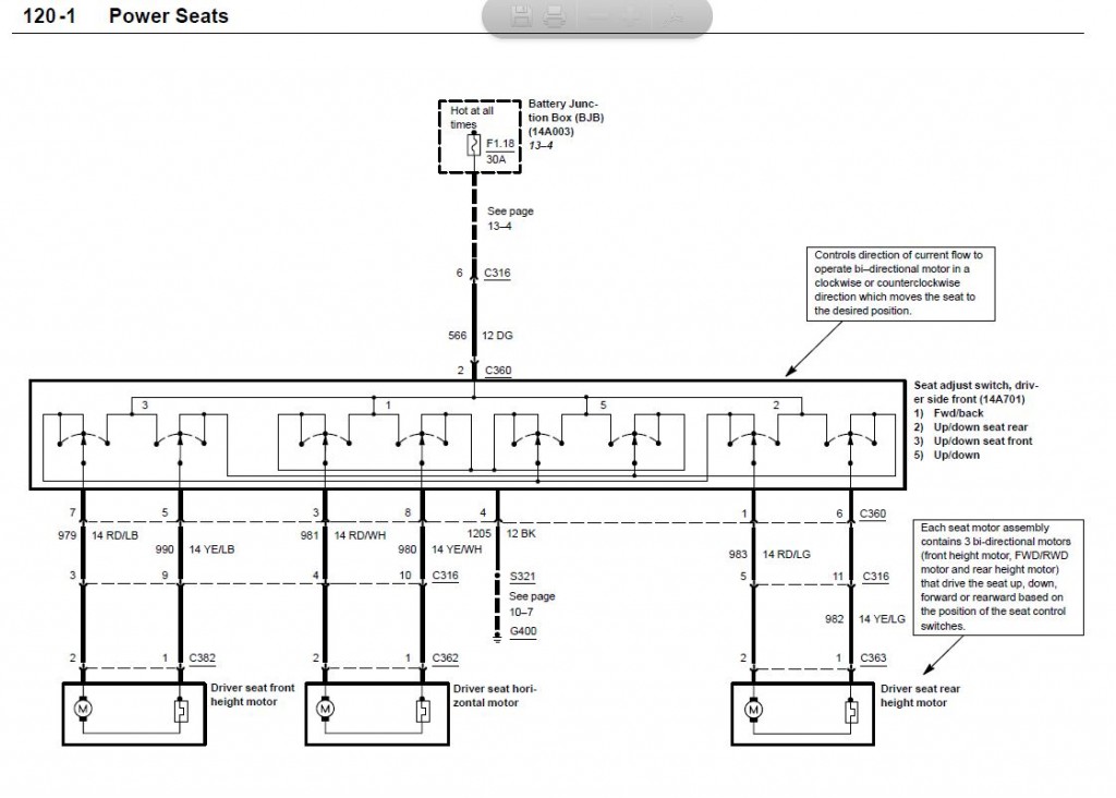 2003 Ford Mustang: V6, GT, SVT Power Seats Wiring Diagram