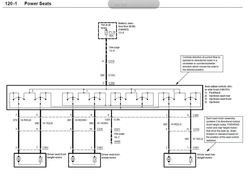 2003 Ford Mustang: V6, GT, SVT Power Seats Wiring Diagram